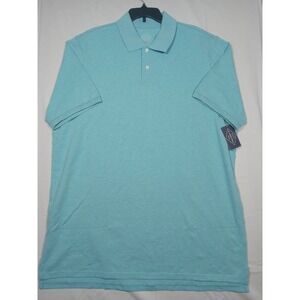 St Johns Bay Polo Men's 2XLT  Blue Delphnium Heather Comfort Stretch Classic Fit